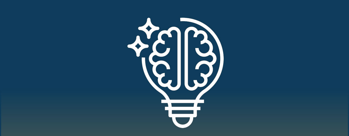 Brain inside lightbulb icon